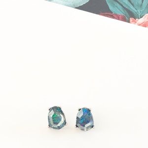 Blue Iridescent Stud Earrings